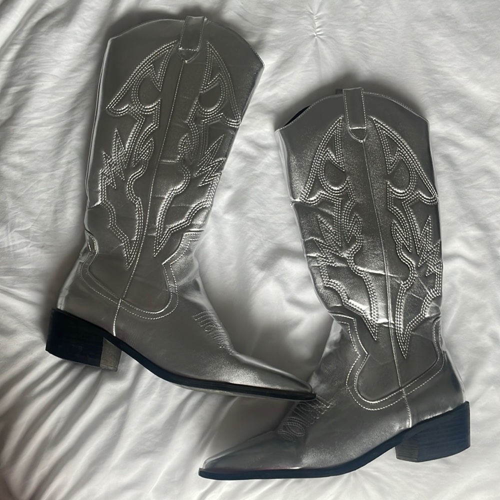 Silver Cowboy Boots